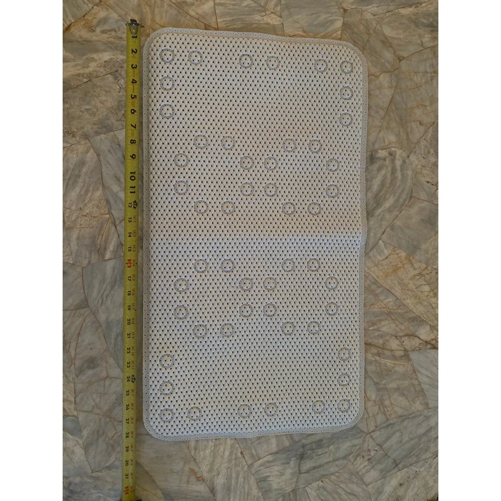 White Non Slip Rubber Bathtub Mat with Suction Cups 27.5x15.5 Rectangle